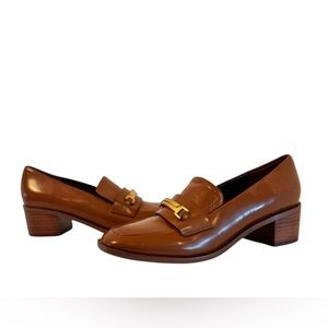 Franco Sarto Dalia Brown Square Toe Heeled Loafers Size 8 Block Heel